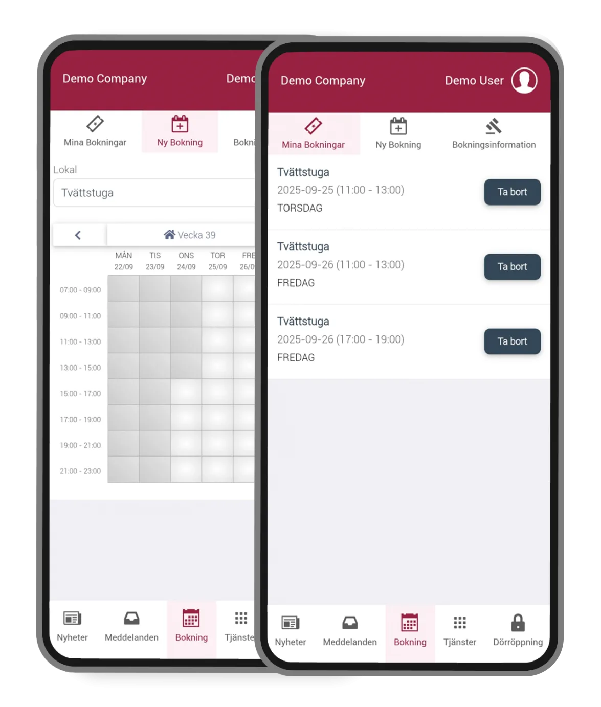 Bokning av tv&auml;ttstuga i Brightec Home-appen