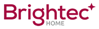 Logotyp för Brightec Home med stjärnsymbol i rött.